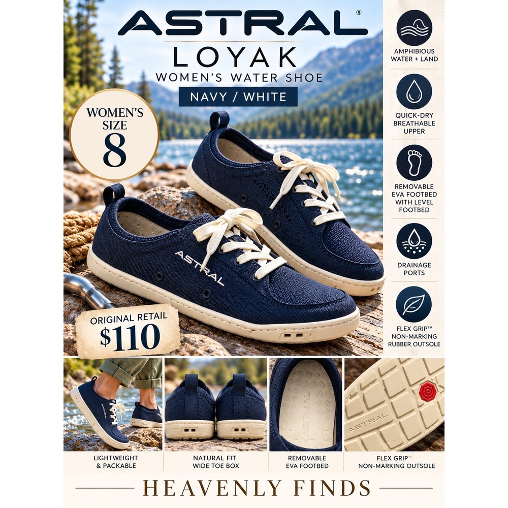 Astral Loyak Womens 8 Navy White Water Shoes NWT Amphibious Quick Dry Outdoor